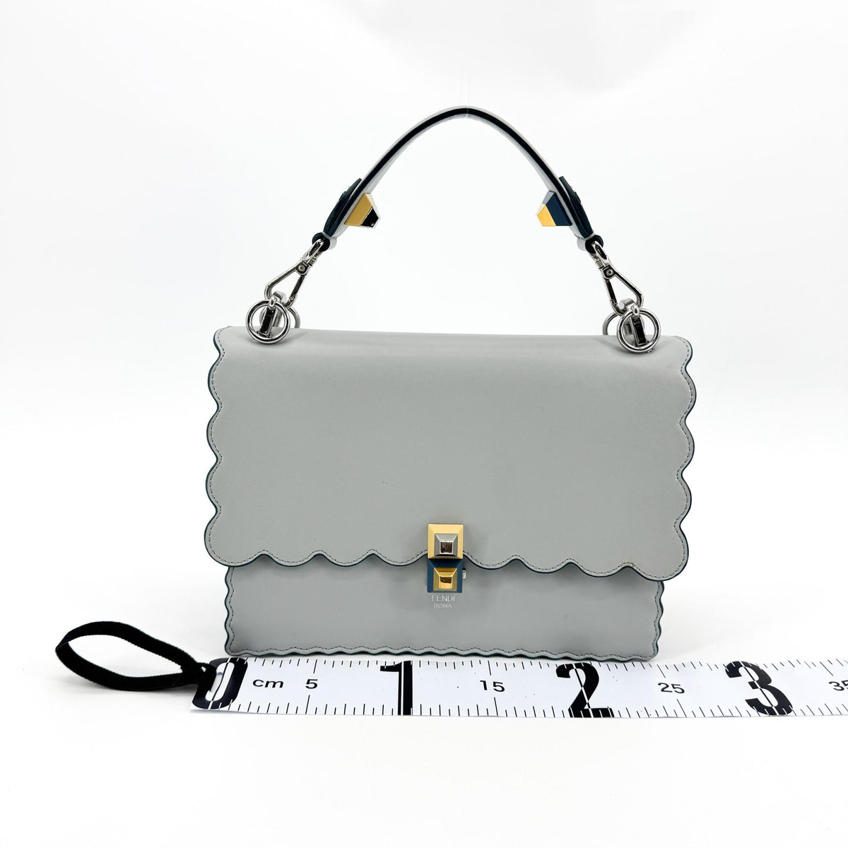 Fendi Kan I Leather Gray Leather Handbag (Pre-Owned)