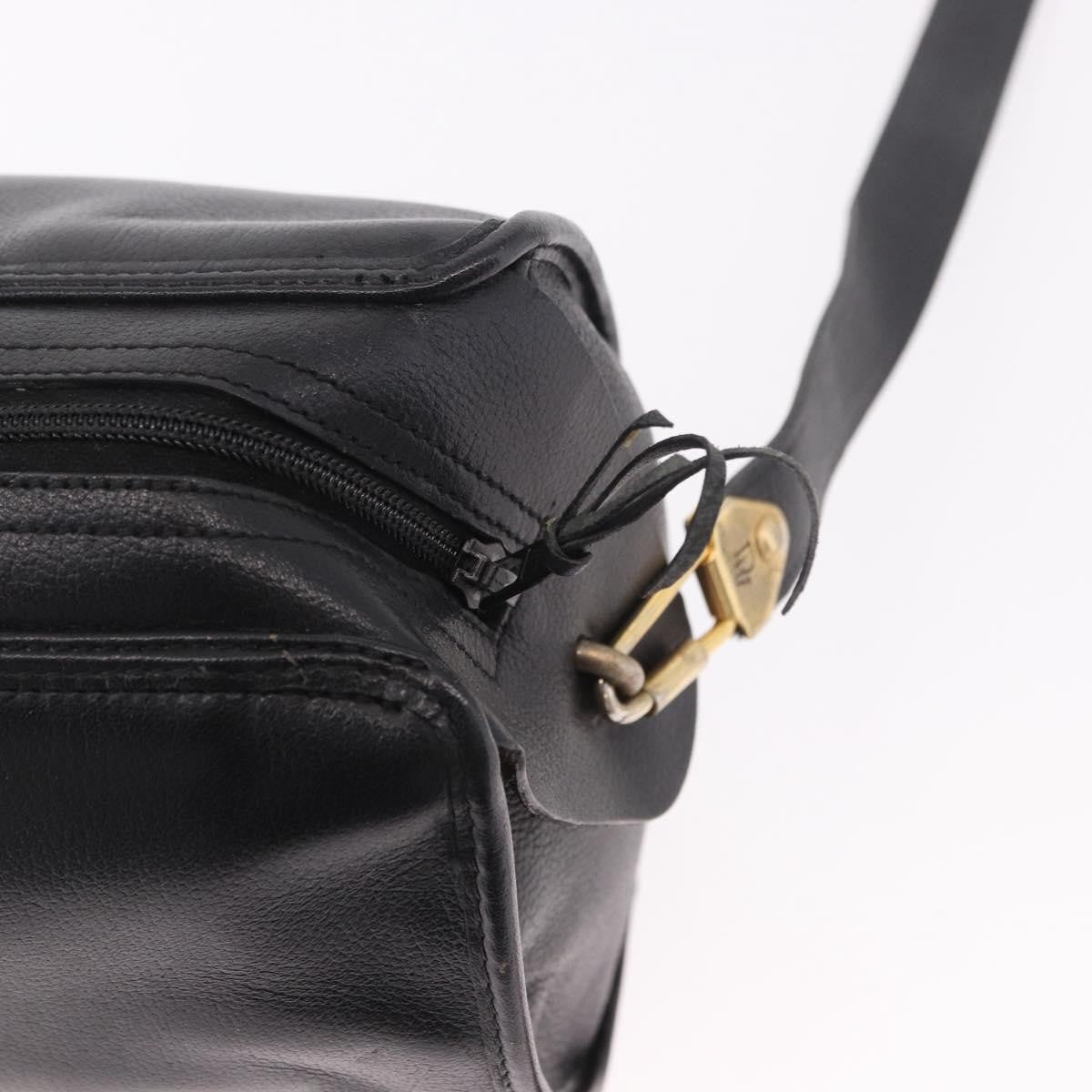 Christian Dior Vintage Leather Black Leather Shoulder Bag Bag (Pre-Owned)
