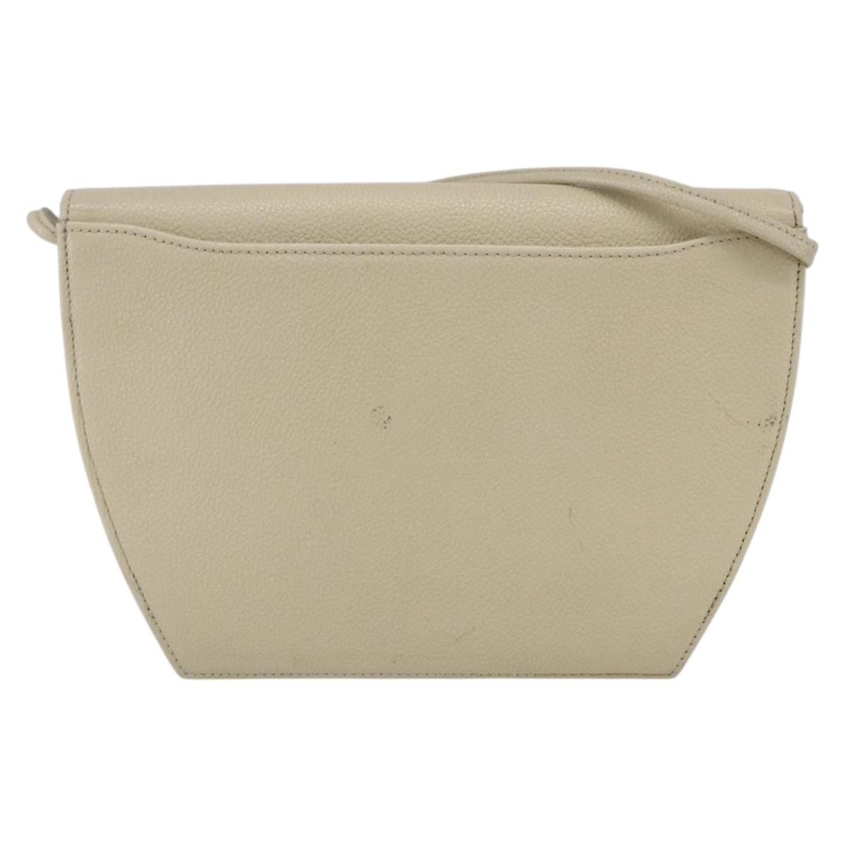 Saint Laurent Vintage Leather Ecru Leather Shoulder Bag Bag (Pre-Owned)