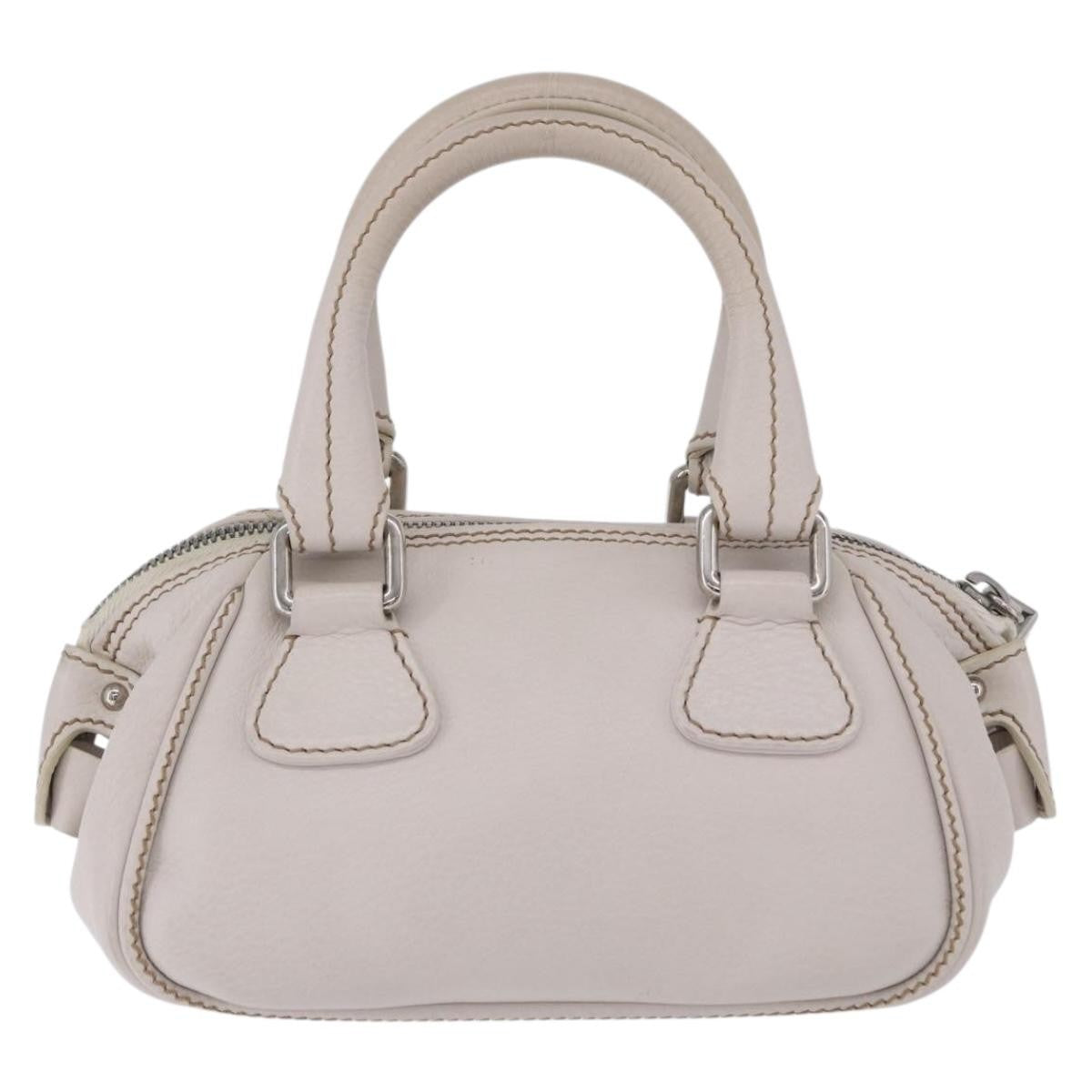 Chanel Lax Tassel Pebbled Leather White Leather Handbag (Pre-Owned)