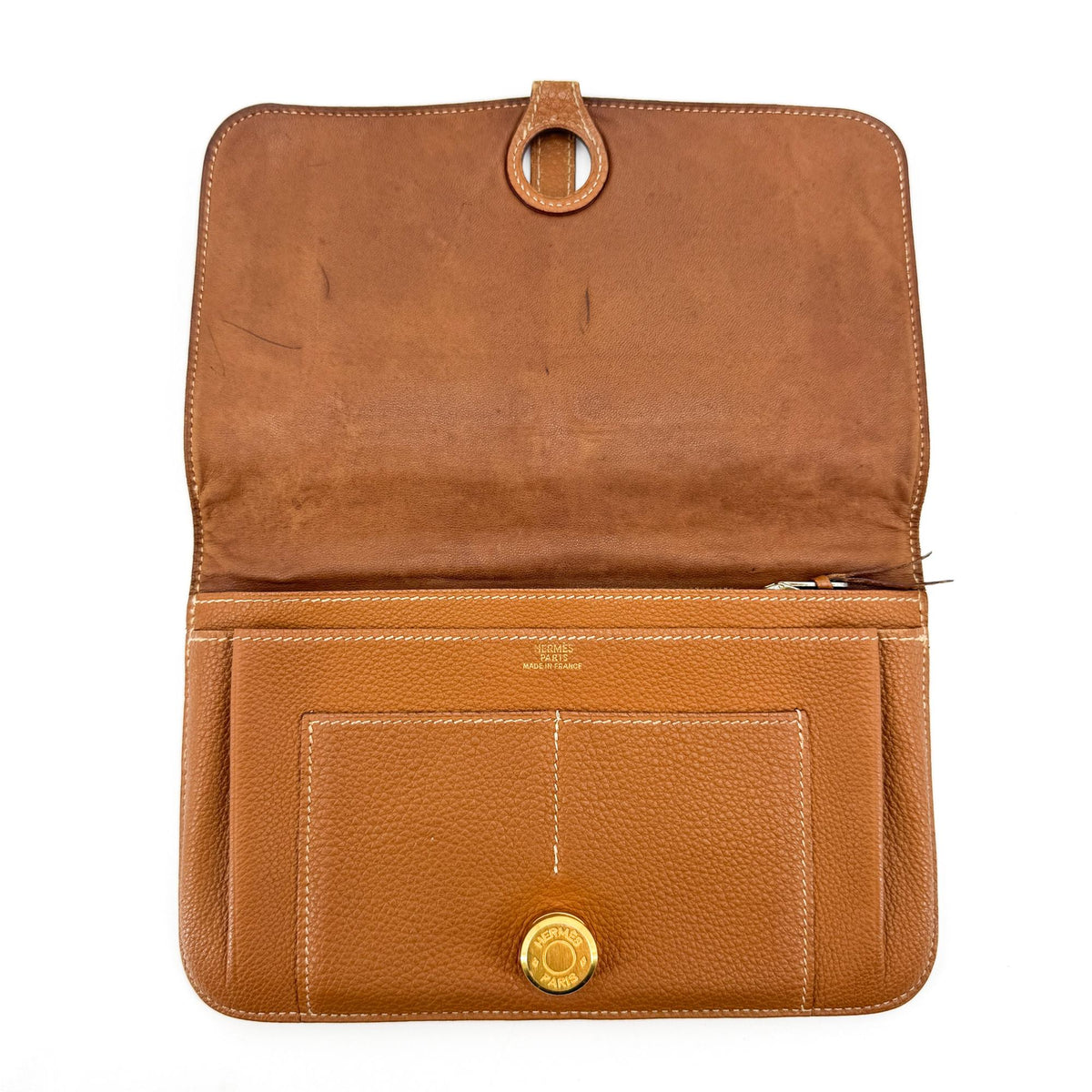 Hermes Dogon Compact Leather Brown Leather Wallets Accessory (Pre-Owned)