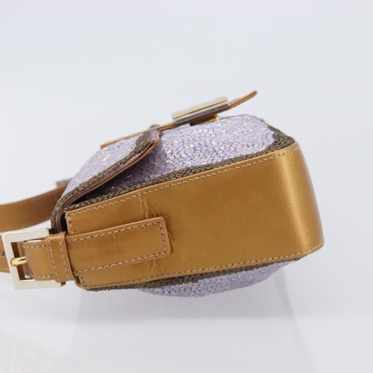 Fendi Baguette Paillettes Embellished Leather Purple Leather Handbag (Pre-Owned)