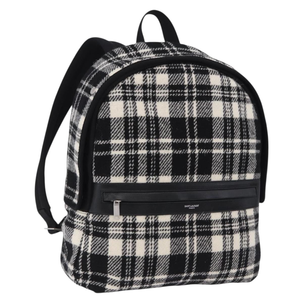 Saint Laurent City Printed Wool Black Wool Backpack Bag (Pre-Owned)