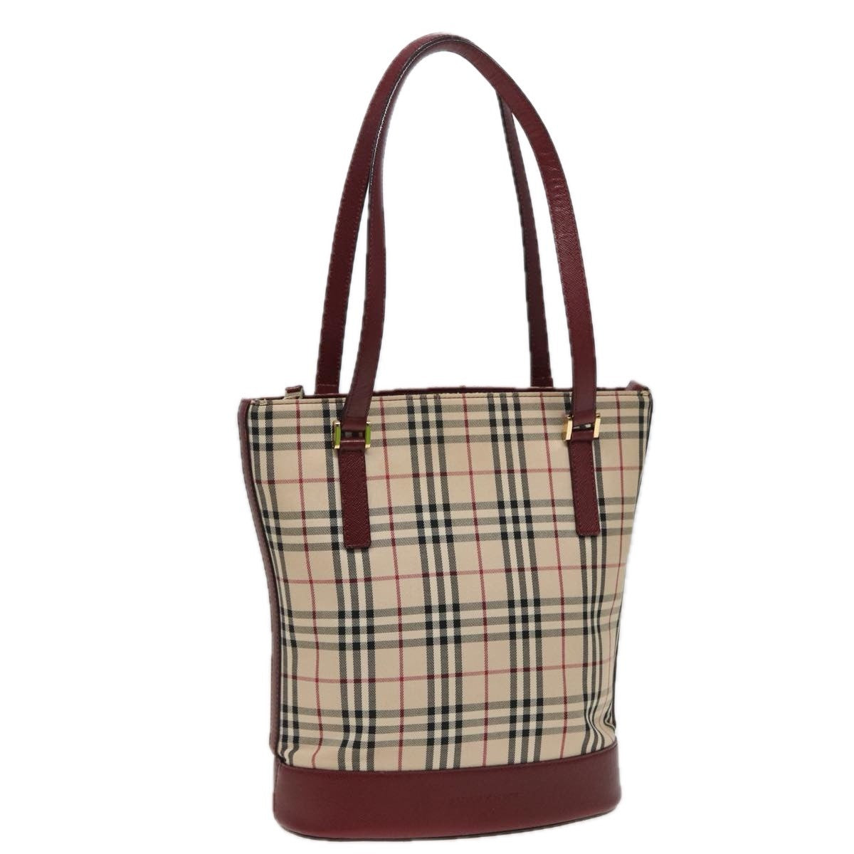 Burberry Nova Check Tote Canvas And Leather Beige Canvas Tote Bag Bag (Pre-Owned)