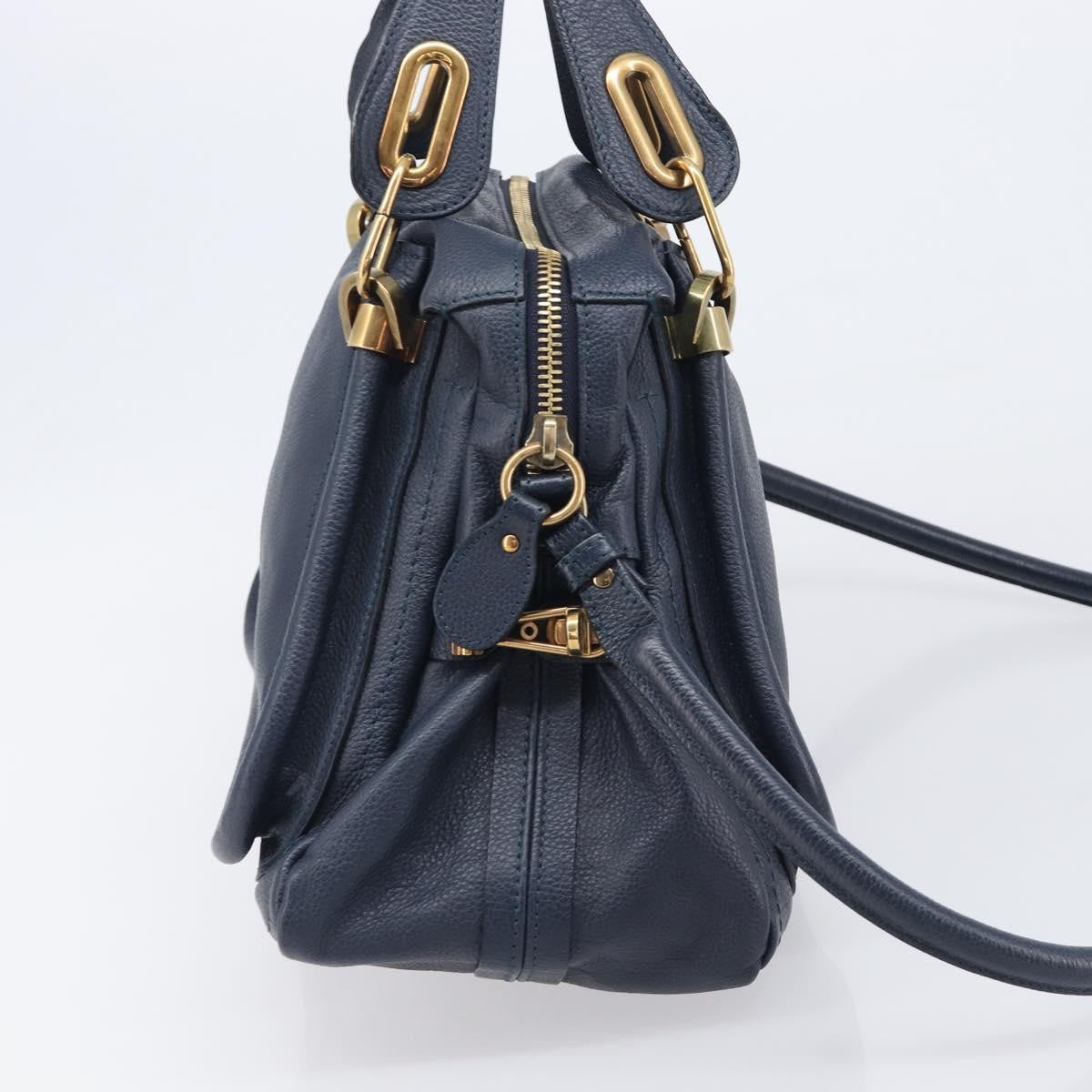 Chloe Paraty Top Handle Leather Navy Leather Handbag (Pre-Owned)