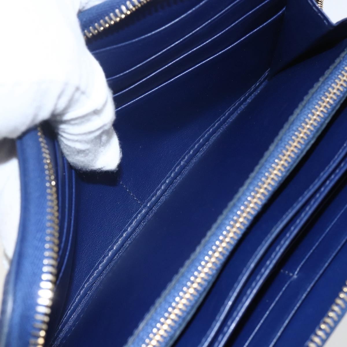 Prada Zip Around Organizer Saffiano Leather With Applique Blue Leather Wallets Accessory (Pre-Owned)