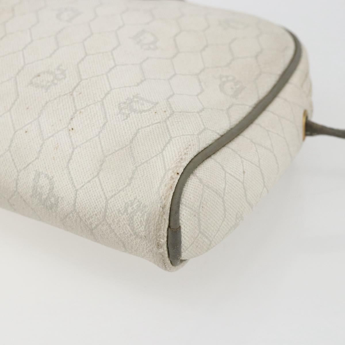 Christian Dior Vintage Honeycomb Canvas And Leather White Canvas Shoulder Bag Bag (Pre-Owned)