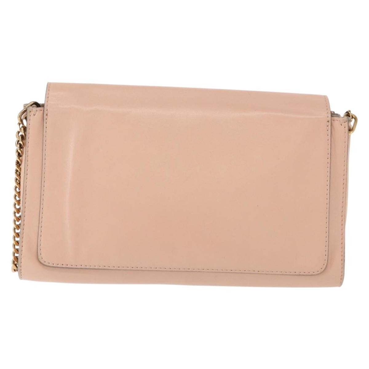 Chloe Elle Chain Clutch Leather Pink Leather Shoulder Bag Bag (Pre-Owned)
