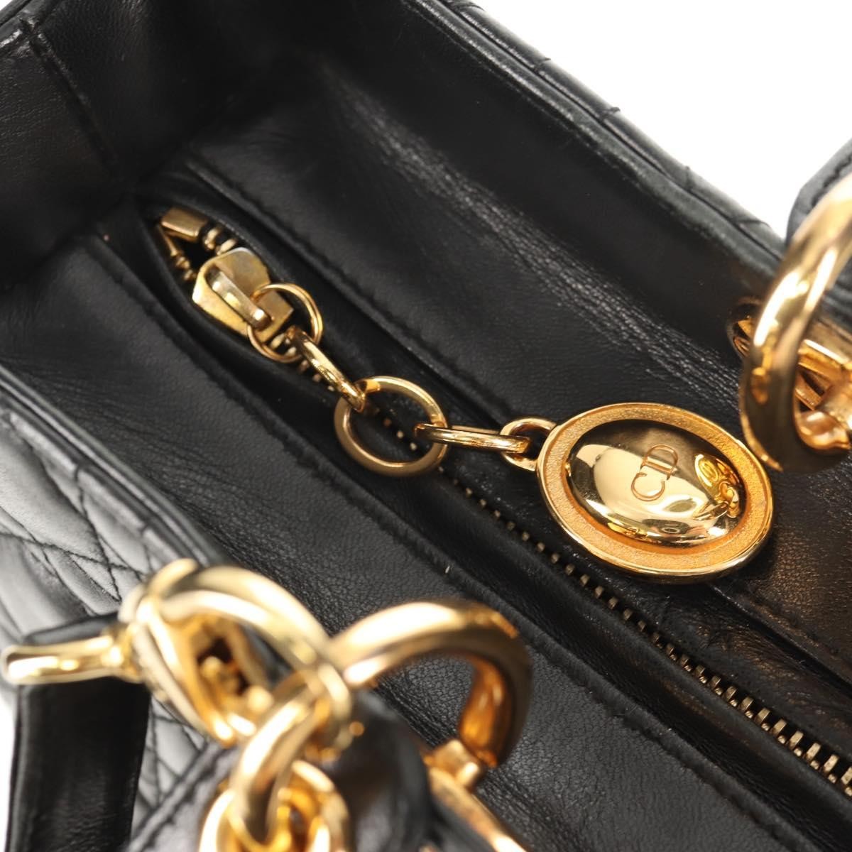 Christian Dior Lady Dior Leather Black Leather Handbag (Pre-Owned)