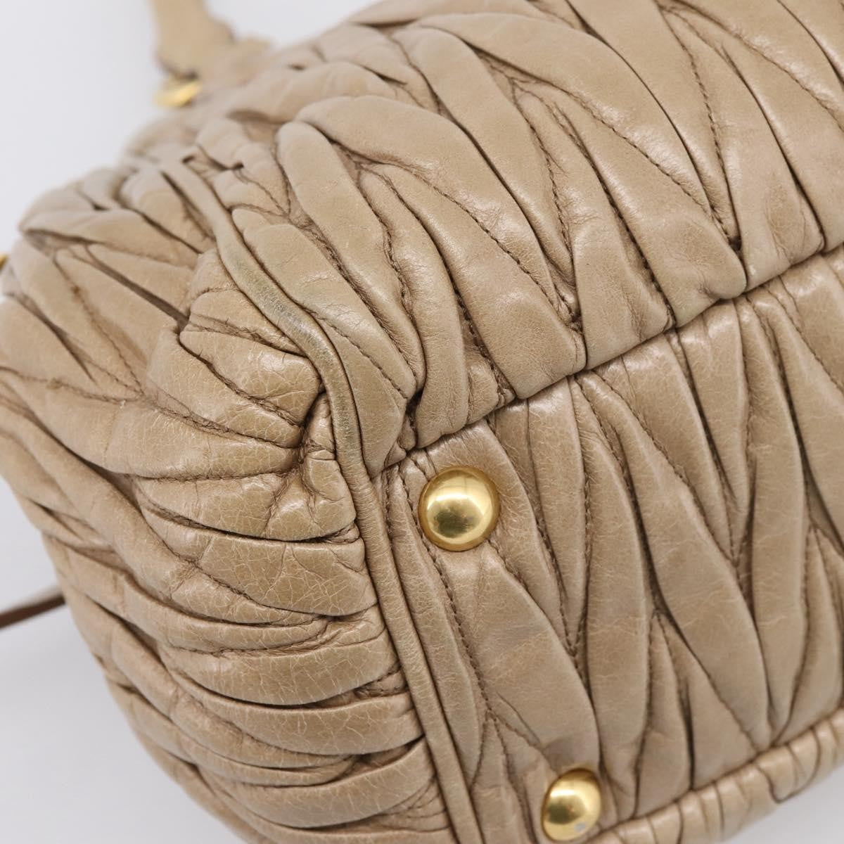 Miu Miu Convertible Dome Satchel Matelasse Leather Beige Leather Handbag (Pre-Owned)