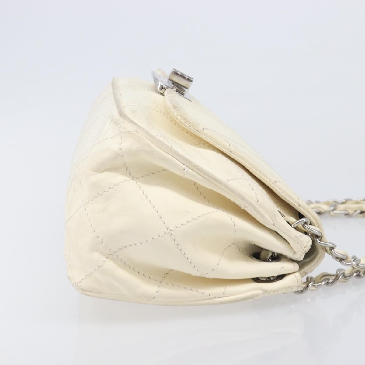 Chanel Mademoiselle Lock Accordion Flap Quilted Lambskin Beige Leather Handbag (Pre-Owned)