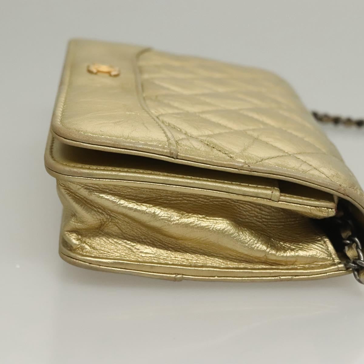 Chanel Gabrielle Wallet On Chain Quilted Aged Calfskin Gold Leather Crossbody Bag Bag (Pre-Owned)