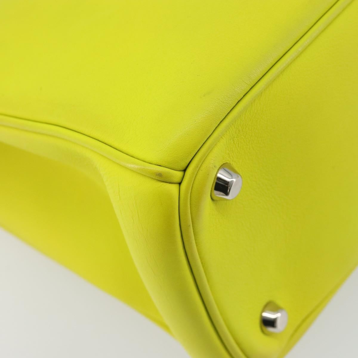 Christian Dior Diorissimo Tote Smooth Calfskin Yellow Leather Handbag (Pre-Owned)