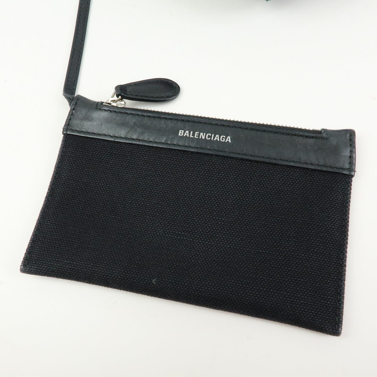 Balenciaga Navy Cabas Canvas With Leather Black Canvas Tote Bag Bag (Pre-Owned)
