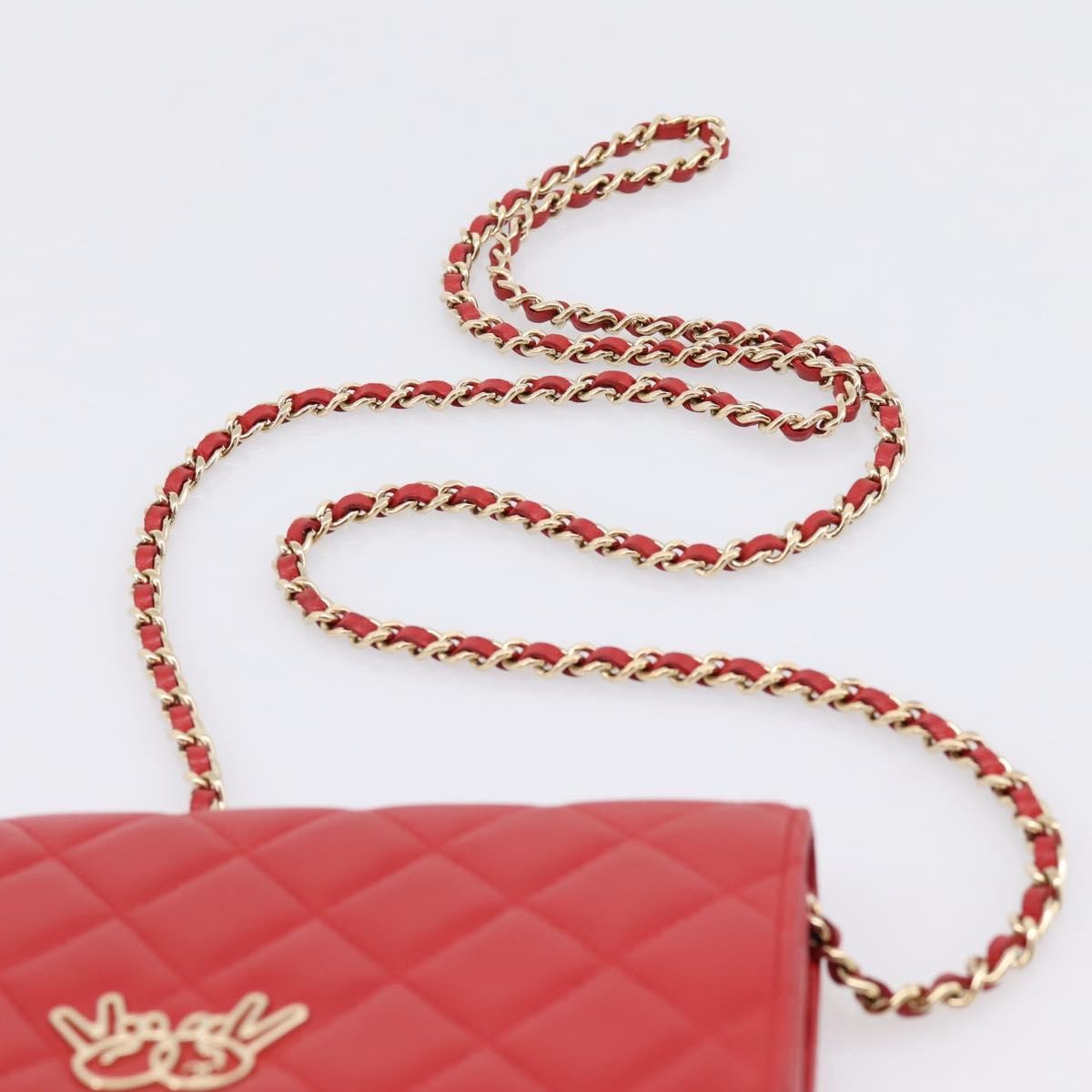 Chanel Wallet On Chain Quilted Lambskin Red Leather Wallets Accessory (Pre-Owned)