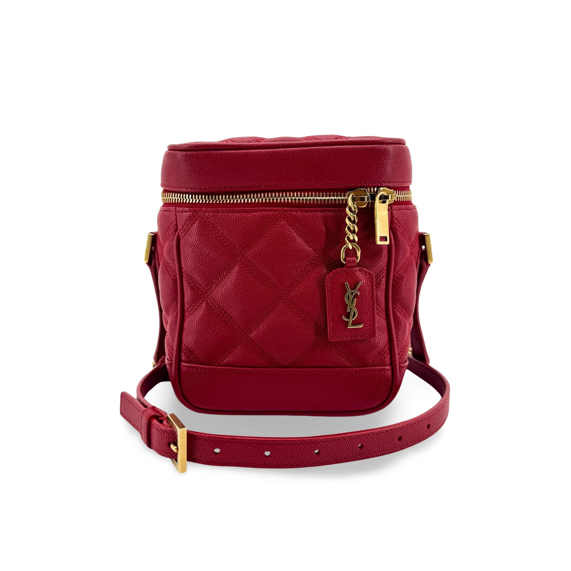 Saint Laurent 80'S Vanity Quilted Leather Red Leather Handbag (Pre-Owned)