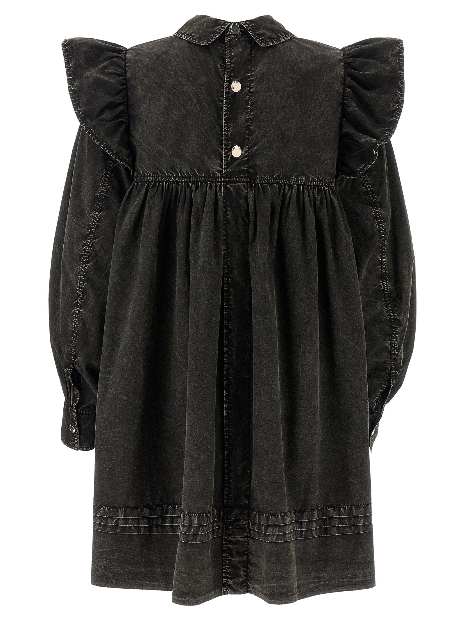 Ganni Women's Black Washed Mini Shirt Dress