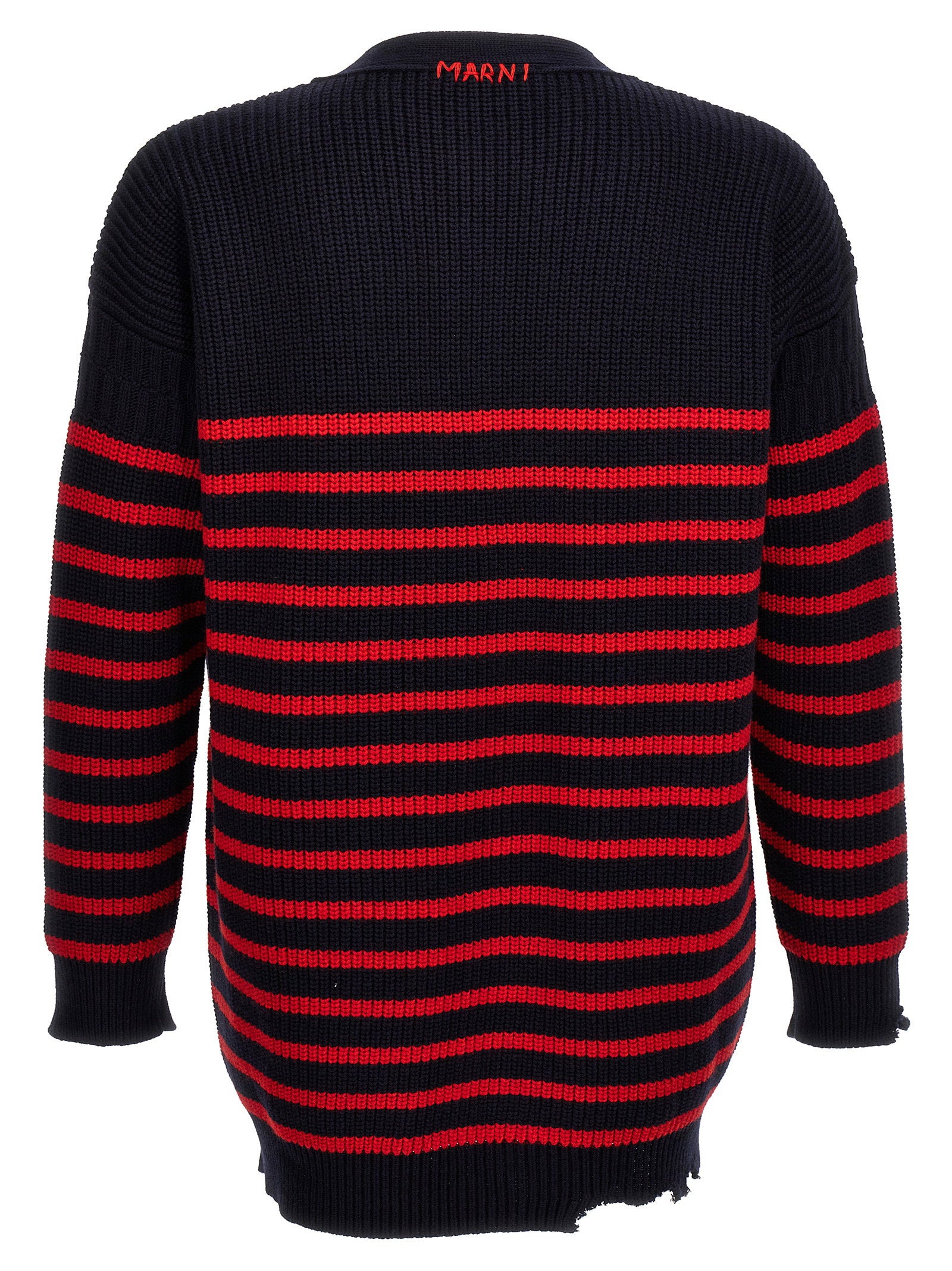 Marni Men's Destroyed Effect Striped Cardigan