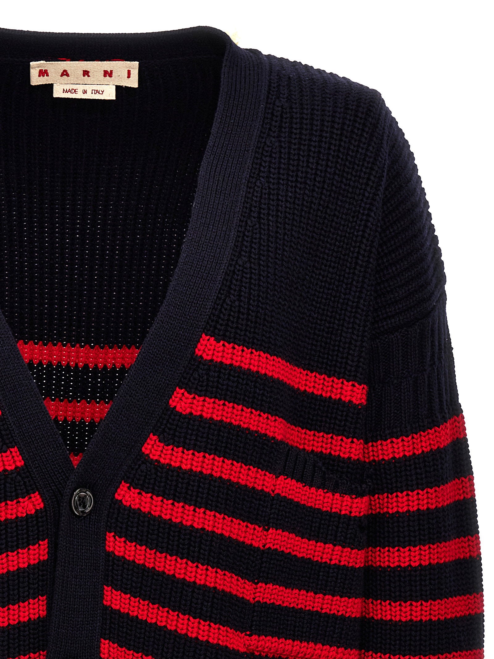 Marni Men's Destroyed Effect Striped Cardigan