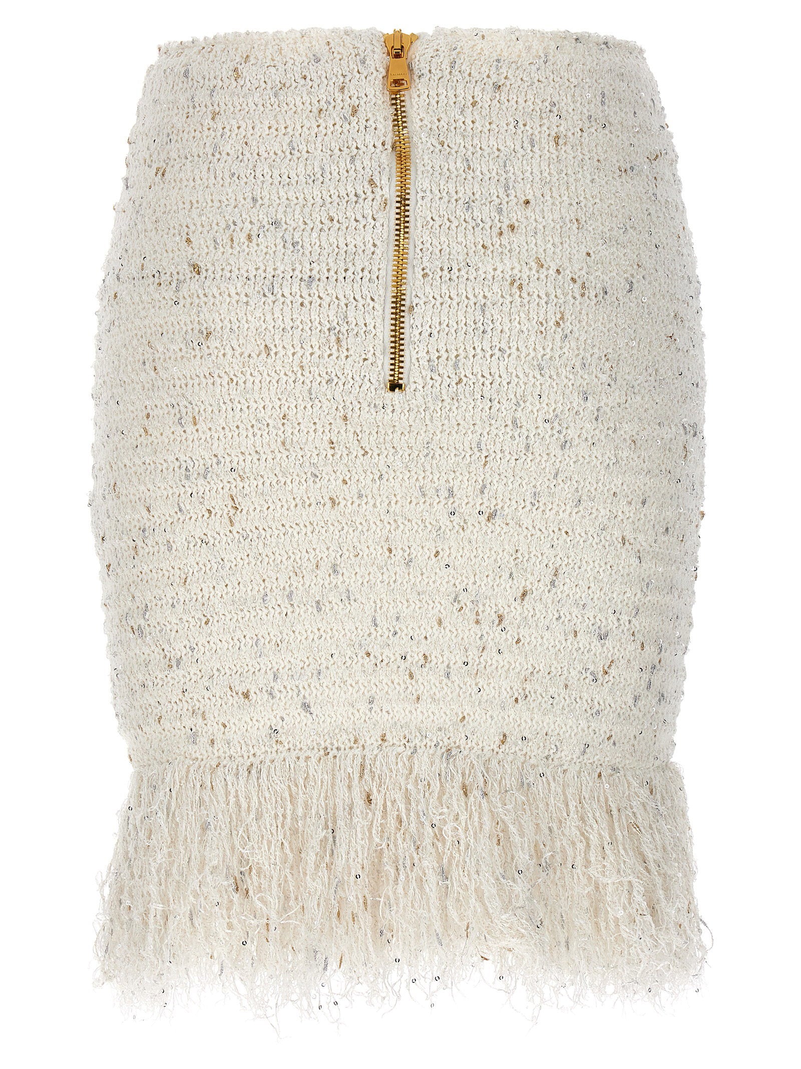 Balmain Women's Fringed Tweed Skirt