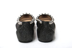 Christian Louboutin Black Silver Flat Point Toe Women's Shoe