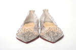 Christian Louboutin Silver Crystals Flat Point Toe Women's Shoe
