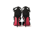 Christian Louboutin Black Velour Perforated Strappy High Heel Women's Sandal