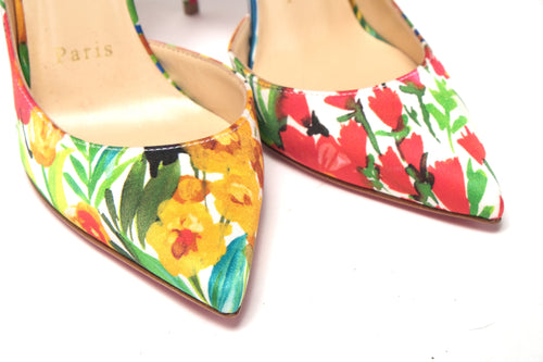 Christian Louboutin Multicolor Flower Printed High Heels Pumps Women's Shoes
