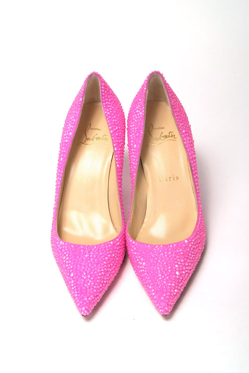 Christian Louboutin Hot Pink Embellished High Heels Women's Pumps