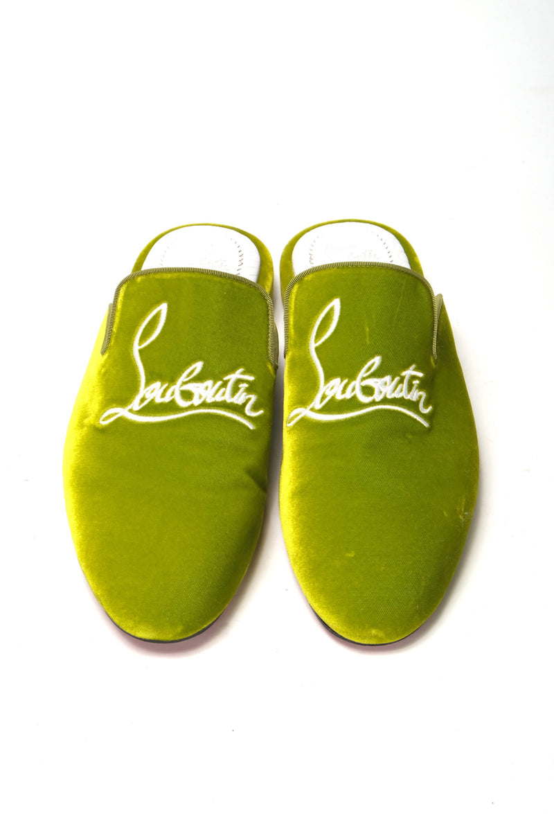 Christian Louboutin Bourgeon Lime Navy Coolito Flat Men's Shoes