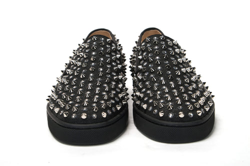 Christian Louboutin Black/Crystal Sv Version Roller 1c1s Flat Men's Shoes