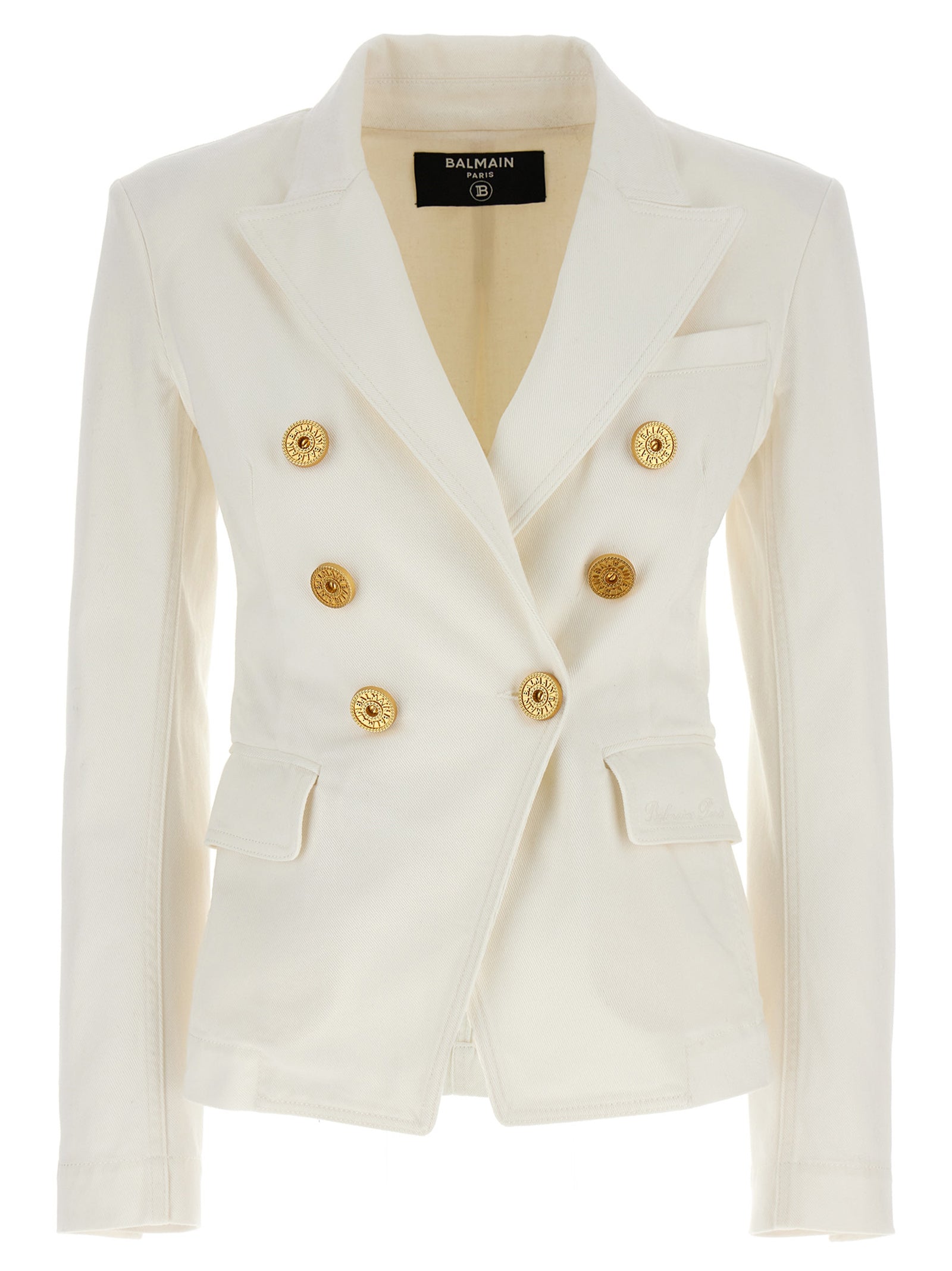 Balmain Women's Double-Breasted Denim Blazer