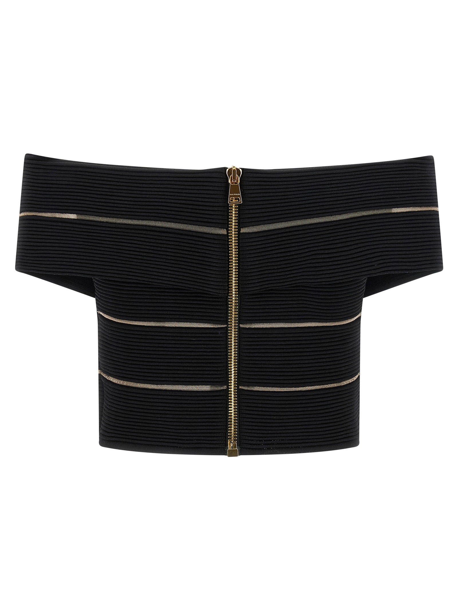 Balmain Women's Off-The-Shoulder Crop Top