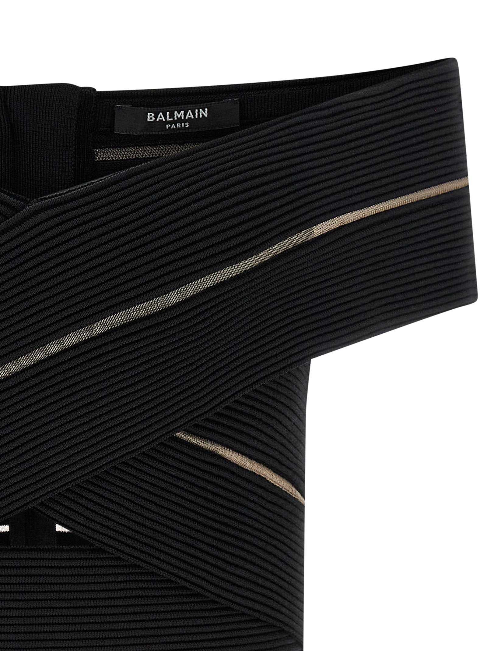 Balmain Women's Off-The-Shoulder Crop Top