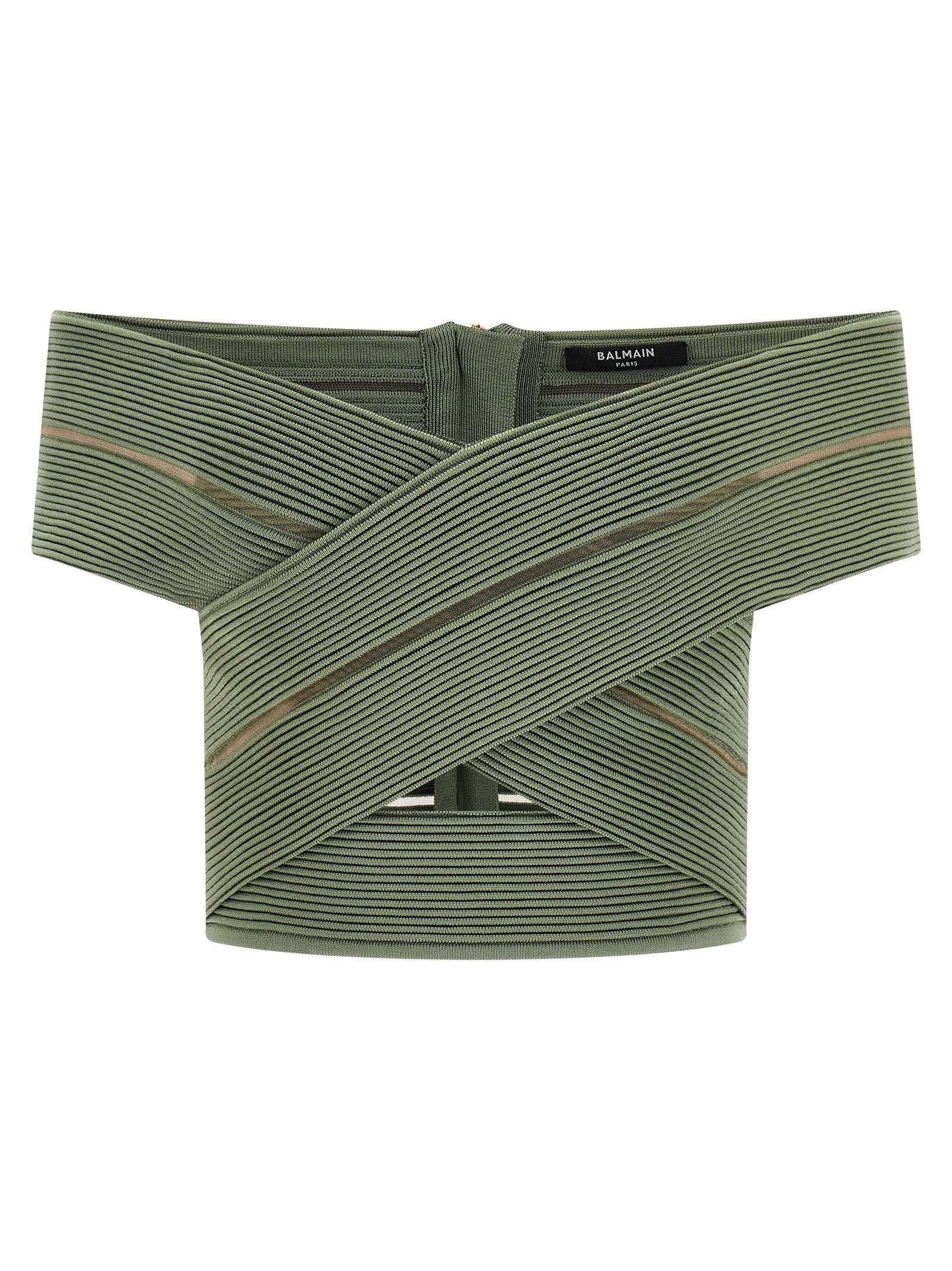 Balmain Women's Off-The-Shoulder Crop Top