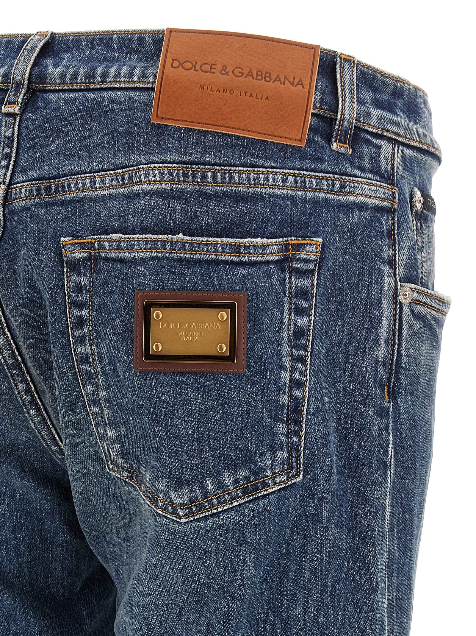 Dolce & Gabbana Men's Logo Plaque Jeans