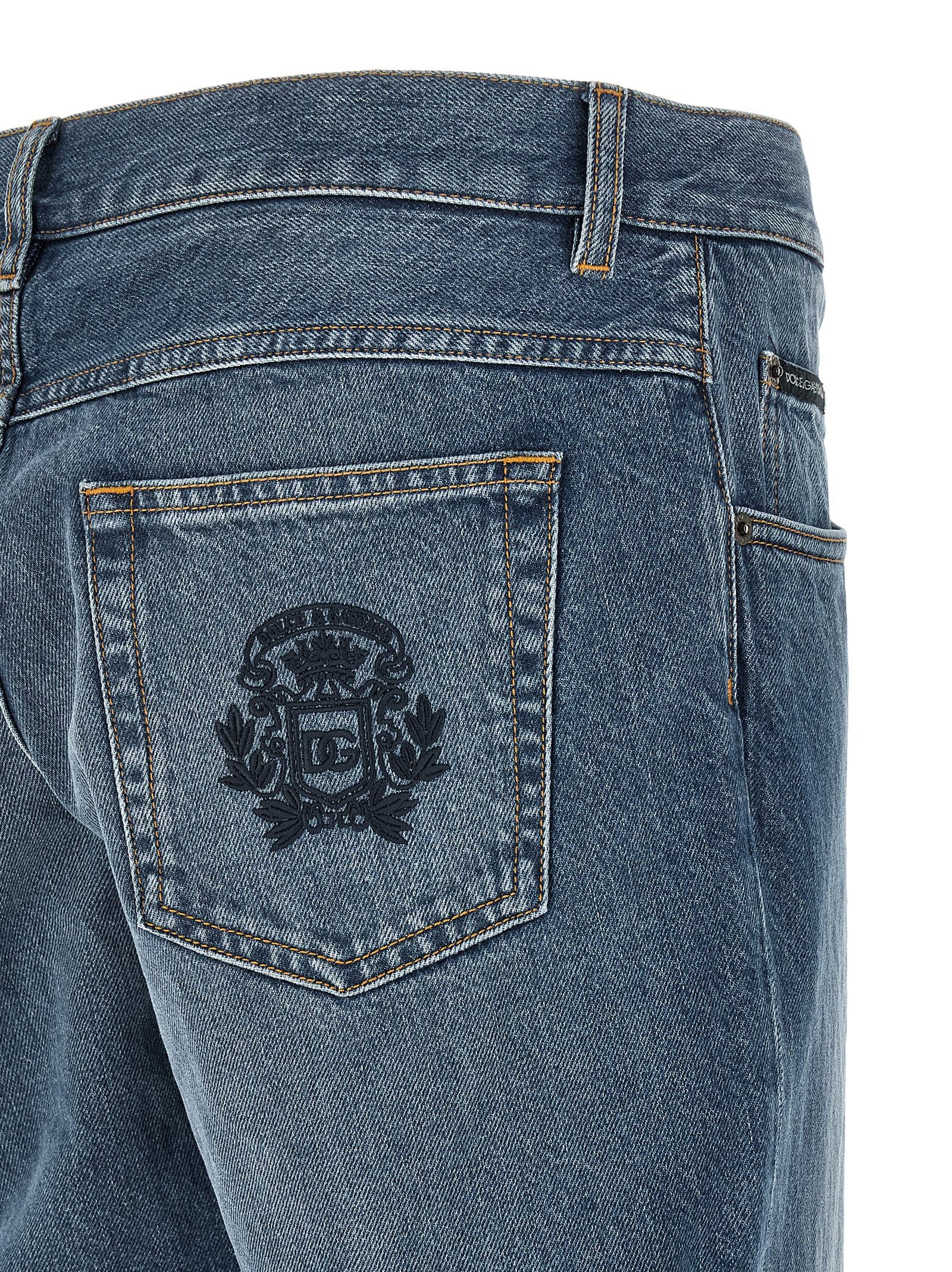 Dolce & Gabbana Men's Heraldic Embroidery Jeans