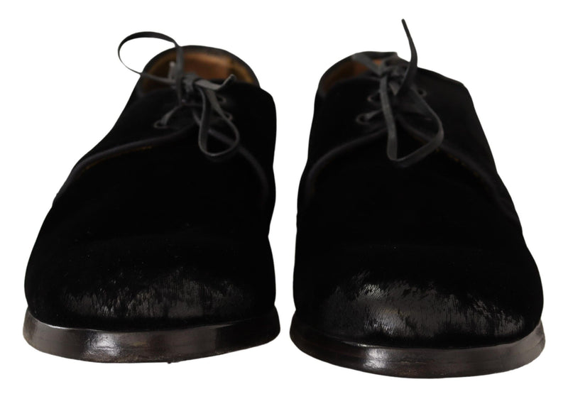 Dolce & Gabbana Elegant Black Velvet Derby Men's Shoes