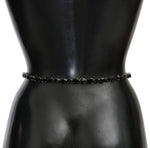 Dolce & Gabbana Luxurious Black Crystal-Embellished Leather Women's Belt