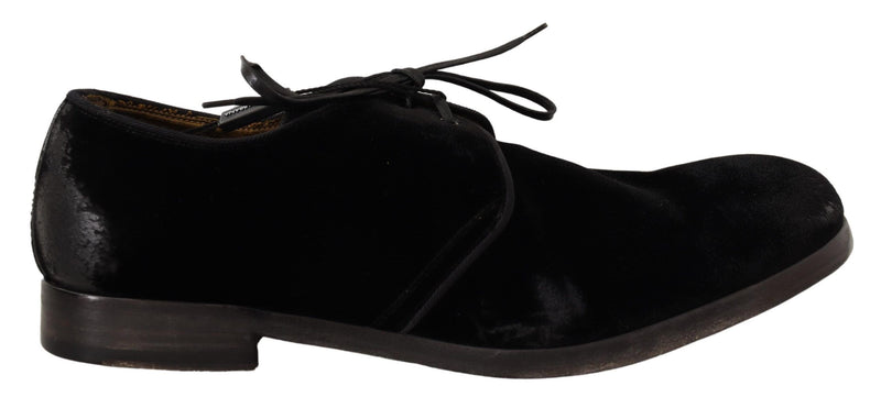 Dolce & Gabbana Elegant Black Velvet Derby Men's Shoes