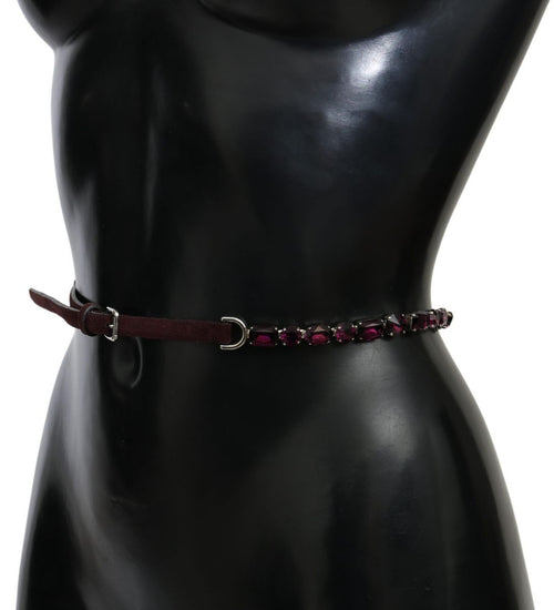 Dolce & Gabbana Crystal-Embellished Purple Leather Women's Belt