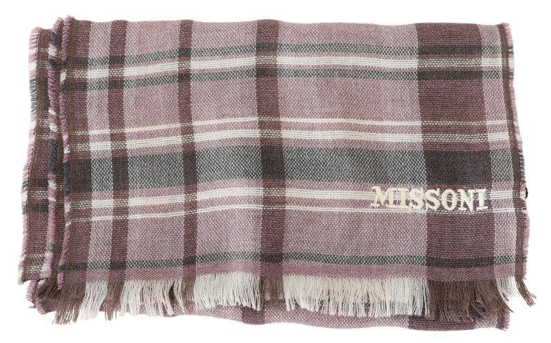 Missoni Elegant Multicolor Wool Scarf with Logo Men's Embroidery