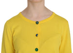 Jucca Yellow Cotton ButtonFront Long Sleeve Women's Sweater