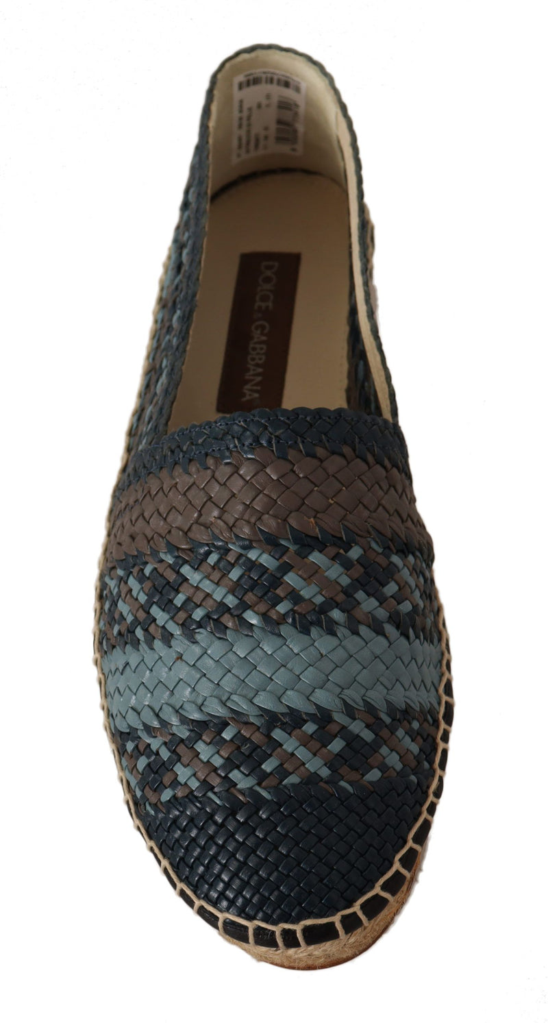 Dolce & Gabbana Blue Gray Slip On Buffalo Espadrille Men's Shoes