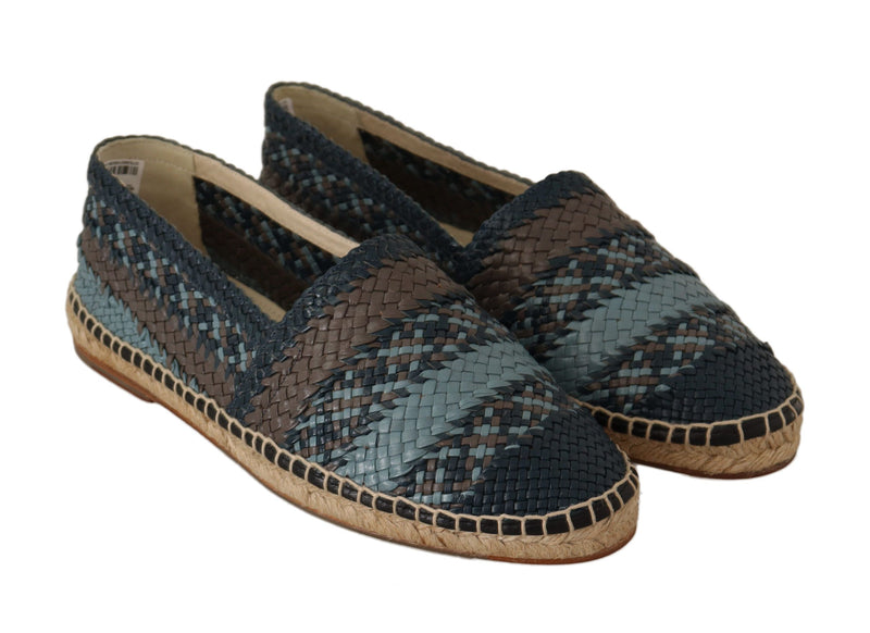 Dolce & Gabbana Blue Gray Slip On Buffalo Espadrille Men's Shoes