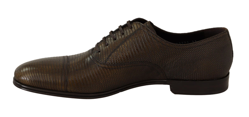 Dolce & Gabbana Brown Lizard Leather Dress Oxford Men's Shoes