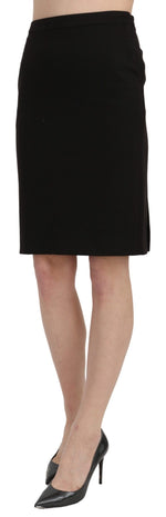 GF Ferre Chic High Waist Black Linen Women's Skirt