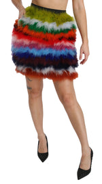 Dolce & Gabbana Chic Feather Embellished High Waist Women's Skirt