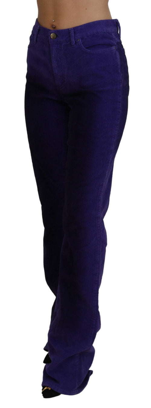 Just Cavalli Elegant Purple Corduroy Straight Fit Women's Pants