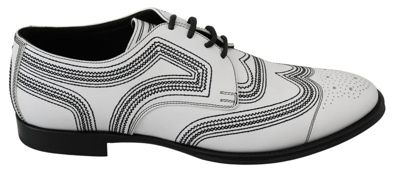 Dolce & Gabbana Elegant White Leather Derby Men's Shoes